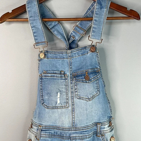 CI SONO Denim Overalls Distressed Jean Blue Light Adjustable 90s Vibe Boho S - Picture 3 of 13